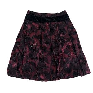 J.K.Collection Black velvet waistband red satin Floral Mini puff Skirt size 16